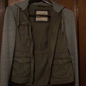 Green and Grey Abercrombie Zip Up Jacket